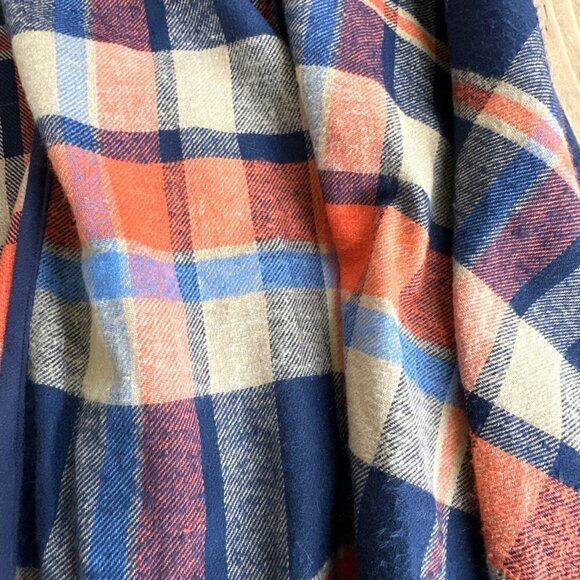 Goldspark Flannel Plaid Cover Up Made in USA Size L Orange‎ Blue - Picture 7 of 7